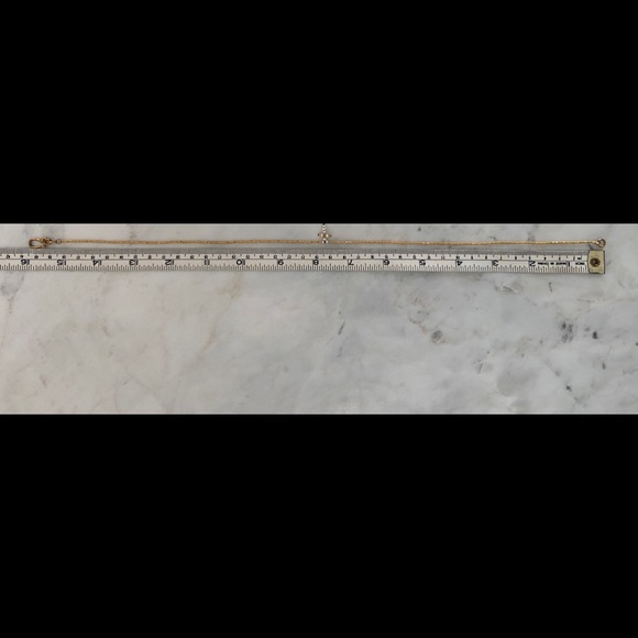 Dainty Gold and Pearl Cross Necklace - Picture 3 of 4